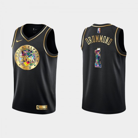 Maillot Basket Homme Philadelphia 76ers Andre Drummond 1 Nike 2021-22 Noir Golden Edition 75th Anniversary Diamond Swingman